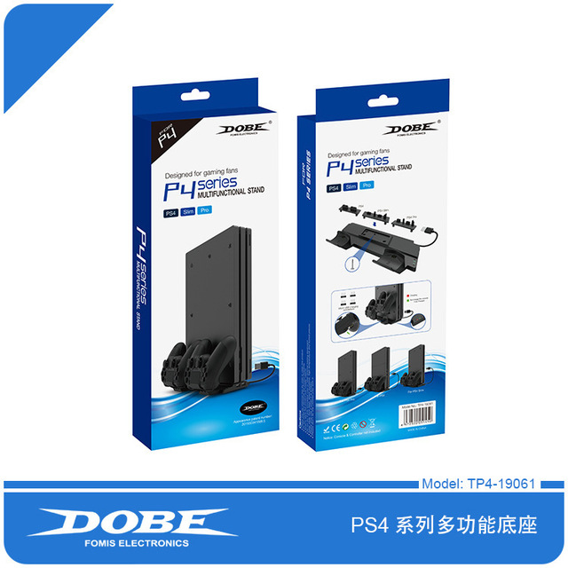 TP4-19061 Vertical Stand with Cooling Fan for PS4 Dual Controller Charging Dock for PS4 Game Accessories for PS4