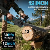 Scie à chaîne électrique sans fil rechargeable de 12 pouces 21V pour l'élagage et l'abattage, outil portatif DIY avec capacité de coupe de 130 mm