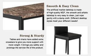 ชุดโต๊ะและเก้าอี้หนัง5ชิ้นลายหินอ่อนคลาสสิกสำหรับคาเฟ่ห้องครัวชุดโต๊ะอาหารสุดหรูเก้าอี้4ตัว - Product Image 4