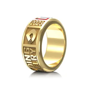 Hot Selling Fashion 925 Sterling Silver Ring Gold Plated Dark Personality Ring Birth Stone Ring Customization