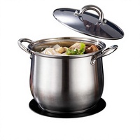 Marmite à soupe chinoise en acier inoxydable avec couvercle entièrement en verre, double fond épaissi, design taille fine, grande capacité, ustensile de cuisson