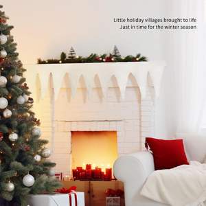 Ventana de Navidad escena de nieve de invierno árbol de Navidad fotografía telón de fondo fiesta nieve <span class=keywords><strong>falsa</strong></span> <span class=keywords><strong>chimenea</strong></span> decoración cubierta de nieve Manta - Product Image 5