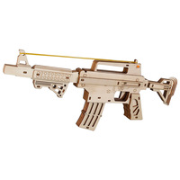 Rompecabezas de Pistola Subfusil DIY para Niños - Ensamblaje 3D de Simulación en Lana/Metal/Plástico con Modelo de Banda Elástica Continua