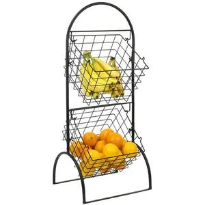 2 tamanhos personalizáveis cesta de armazenamento de frutas, desacoplável, de metal para alimentos, ferro, frutas, cozinha