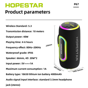 Gốc Hopestar P67 40W Chất Lượng Cao Boombox Loa Di Động Màu Xanh Răng Siêu Loa Siêu Trầm Mp3 Máy Nghe Nhạc Mạnh Mẽ Cột Âm Thanh - Product Image 2