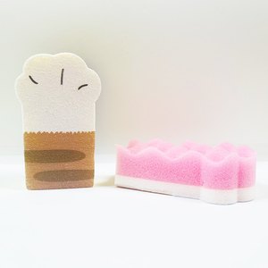 Dibujos animados lindo gato forma esponja estropajos personalizado impreso 3 capas plato lavado cocina esponja - Product Image 5
