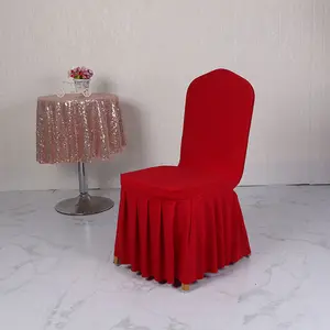 Pleated Skirt Pendulum Spandex Chair Cover For Hotel Meeting Chair Wedding Banquet Chair