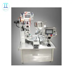 Automatic Plastic Mineral Water Yogurt Cup Filling Capping Sealing Machine with date printing