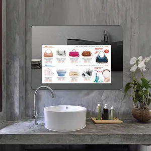 Waterproof Hospitality Bathroom Led Smart Mirror Rechargeable Hollywood Style Makeup Mirror Silver Modern Rectangle