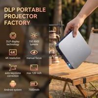 Mini projecteur vidéo intelligent d'extérieur 300 ANSI Lumen, 4K HD natif, Android 9, DLP, 2 Go de RAM, batterie intégrée, WiFi/BT