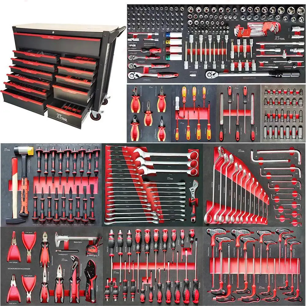 RTTOOL 359pcs Tool Trolley Metal Steel Storage Workbench Tool Box Tool Chest Cabinet