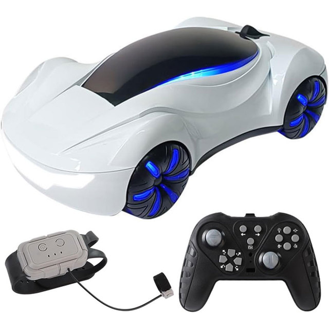 2.4Ghz New Energy Tram Sport Racing Car Kids Toys with LED Lights & Sound & Double Spray Effects 360 Rotating Hobby RC Stunt Car