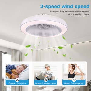 Ventilateur de plafond LED avec télécommande SMD, style simple, étanche IPX0, 12 pouces, pour chambre à coucher, décoration intérieure, W25017, lampe ventilateur W25017 - Product Image 2