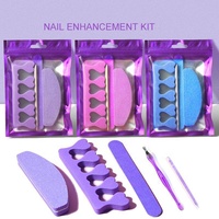 Kit de manucure 5 en 1 prêt à expédier, bleu, violet et rose, kit de mini-limes à ongles jetables
