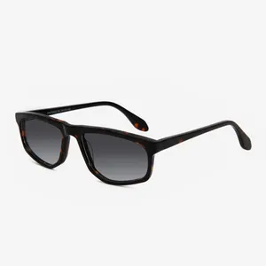 Wholesale Grey acetate men retro designer sunglasses with glass lenses custom logo fashion sunglasses irregular frame