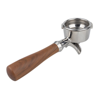 Porte-filtre à double bec pour expresso, 2 tasses, 58 mm, 2 oreilles, en acier inoxydable 304 de qualité alimentaire, avec poignée en bois de rose remplaçable, pour Gaggia