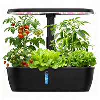 Jardin hydroponique d'intérieur pour herbes aromatiques, lampe de culture automatique 24W, pompe à eau à circulation 15 trous, kit de culture de légumes détachable pour la maison