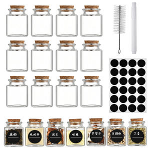 Frascos de Vidrio Cuadrados Transparentes de 50ml, 200ml y 300ml con Boca Pequeña y Tapón de Corcho para Almacenar Alimentos, Especias, Granos, Frijoles y Nueces - Product Image 6