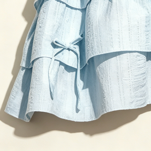 Nuovo Arrivo Estate 2026: Set Stile Coreano con Camicia in Cotone <span class=keywords><strong>a</strong></span> Maniche Corte e Gonna <span class=keywords><strong>a</strong></span> Strati per Bambine - Product Image 3