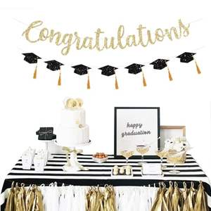 Suministros <span class=keywords><strong>para</strong></span> fiestas de graduación con pancarta de papel de felicitaciones y <span class=keywords><strong>guirnaldas</strong></span> de gorras de graduación <span class=keywords><strong>para</strong></span> la ceremonia de graduación de la escuela secundaria - Product Image 5