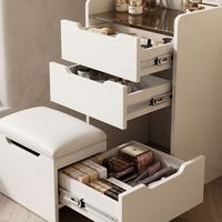 Tabouret de coiffeuse LED réglable avec plateau rabattable, table de maquillage moderne avec tiroirs de rangement, bureau compact pour petits espaces