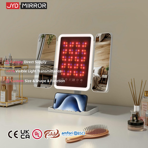 Biểu tượng tùy chỉnh loại C có thể sạc lại 2X 3X độ phóng đại có thể điều chỉnh với ánh sáng <span class=keywords><strong>Tri</strong></span> gấp Led trang điểm trị liệu <span class=keywords><strong>Vanity</strong></span> trifold gương - Product Image 1