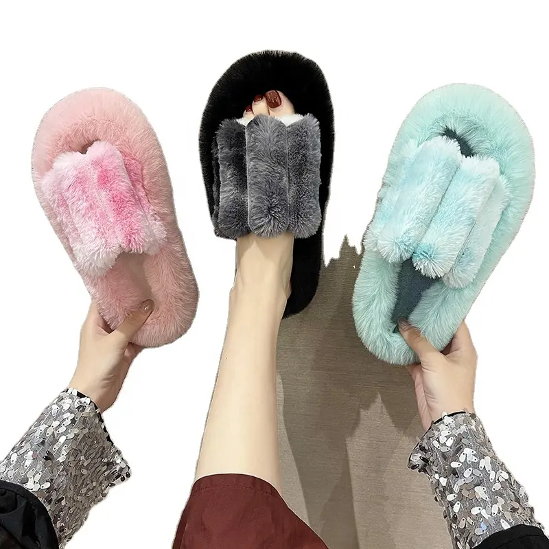 Fashion Designer Flat Luxury Slides Fur Flip Flops Low Plush Soft New Basic Casual Plush Soft Slides