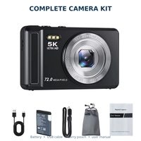 Appareil photo numérique 5K, photographie, caméra vidéo pour vlog, 72MP, zoom 18X, charge rapide type C, mise au point macro, selfie, portable, image CCD