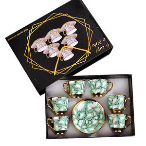 Juego de Tazas y Platos de Cerámica Estilo Árabe Europeo, Chapado en Oro, 6 Tazas y 6 Platos, en Caja de Regalo, para Fiestas - Product Image 6