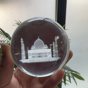 Lampe <span class=keywords><strong>de</strong></span> Table Décorative 3D Lumière <span class=keywords><strong>de</strong></span> <span class=keywords><strong>Nuit</strong></span> en Cristal Shiva Balle en Bois <span class=keywords><strong>de</strong></span> Chêne Naturel Forme Ronde Musulmane, Rechargement USB - Product Image 1