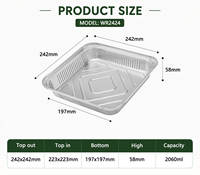 Conteneur de cuisson carré en aluminium jetable de qualité alimentaire de 9 pouces avec couvercles, tailles n°1, n°2, n°6a, vente en gros très demandée sur le marché britannique
