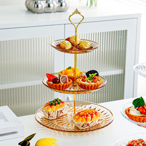 Assiette de fruits transparente à trois couches Table à Dessert à deux couches KTV en plastique multicouche gâteau double couche support - Product Image 3