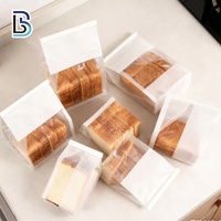 Sacs d'emballage pour pain en papier kraft à fond plat transparent, scellés sur 8 côtés, pour boulangerie, épicerie, taille et impression personnalisées