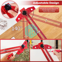 Règle en T en aluminium réglable de 13 pouces, traçage sur bois avec échelle d'angle, marquage métrique + impérial pour le dessin de lignes en menuiserie