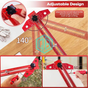 Règle en T en aluminium réglable de 13 pouces, traçage sur bois avec échelle d'angle, marquage métrique + impérial pour le dessin de lignes en menuiserie - Product Image 4