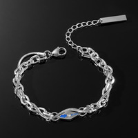 Bracelet à maillons en acier au titane double couche personnalisé pour hommes, cadeau de bijoux et de chaîne de mode en acier inoxydable populaire pour lui