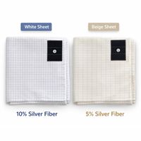 Drap plat de mise à la terre blanc, en coton biologique premium avec 5 % de fibres d'argent, drap conducteur pour le sommeil et le soutien à la récupération
