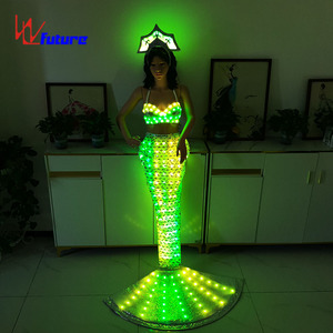 Robe de sirène lumineuse à LED, robe de soirée scintillante, jupe longue en queue de poisson pour mariée, spectacle sur scène, fête, banquet, bal, événement formel - Product Image 4