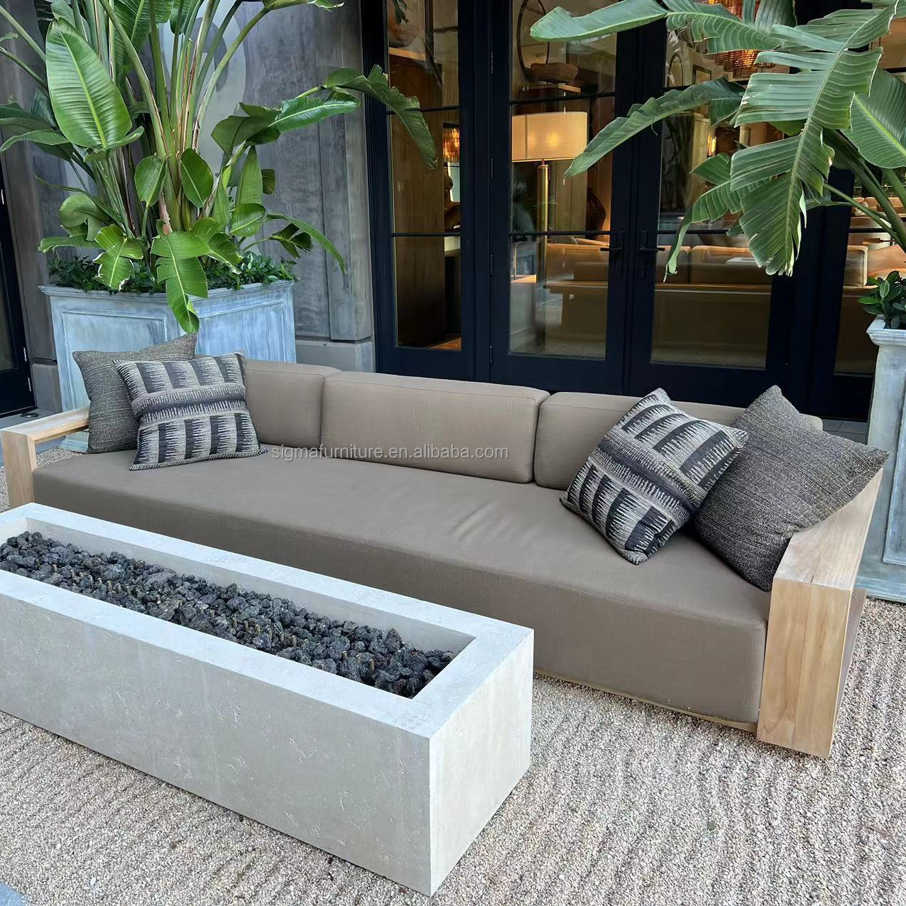 New arrival luxury modern teak wood patio garden sofa sets outdoor furniture