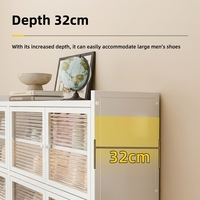 Style contemporain 90 °   Meuble à chaussures en métal avec porte rabattable pour l'entrée, rangement de chaussures avec armoire anti-poussière