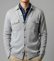 2027 Frühling Herren Kaschmir-Polokragen-Cardigan Herren Kaschmir-Hemd mit Knöpfen Polo-Pullover für Herren