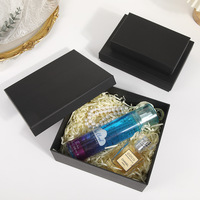 Boîtes cadeaux en papier kraft noir multi-tailles, couvercle et base, boîte rigide, style minimaliste, logo personnalisé