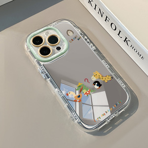 Coque de téléphone mignonne avec miroir de maquillage motif animal de dessin animé pour <span class=keywords><strong>iPhone</strong></span> 11 12 <span class=keywords><strong>13</strong></span> 14 15 16 17 Pro/Pro Max – Pack d'accessoires pratiques - Product Image 4