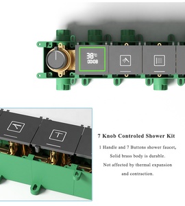 Juego de ducha termostático oculto de latón con pantalla de temperatura, cabezal de ducha musical LED tipo cascada y efecto lluvia 2026 - Product Image 4