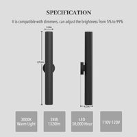 Appliques murales extérieures cylindriques longues, luminaires LED intégrés pour éclairage extérieur haut et bas