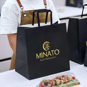 Thân thiện với môi trường giấy kraft cổ điển Nhà hàng giao hàng Túi cán phẳng xử lý Sushi takeout container siêu thị khuyến mãi - Product Image 3