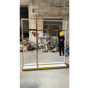 Cao cấp tùy chỉnh bán buôn vải cửa hàng hiển thị Kệ nhiệm vụ nặng nề vải giá vàng quần áo giá với ánh sáng dẫn - Product Image 4