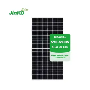 Jinko solar Jinko Solar Tiger Neo N-Type 72hl4-BDV 144 Células 560W 565W 570W 575W 580W Módulo solar de vidrio doble bifacial