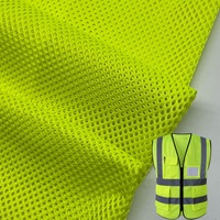 Tissu en maille polyester jaune fluorescent 150 g/m², filet respirant haute visibilité pour gilets de sécurité et vêtements de travail routier