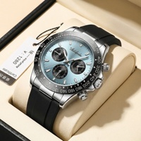 Montre à quartz pour homme Aili Feida 066, cadran argenté, bracelet en silicone, verre minéral, résistante à l'eau 30M, lumineuse